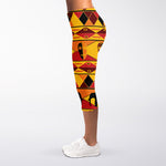 Sunset African Tribal Pattern Print Women's Capri Leggings