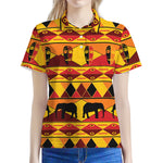 Sunset African Tribal Pattern Print Women's Polo Shirt