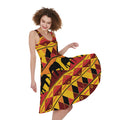 Sunset African Tribal Pattern Print Sleeveless Knee Length Dress