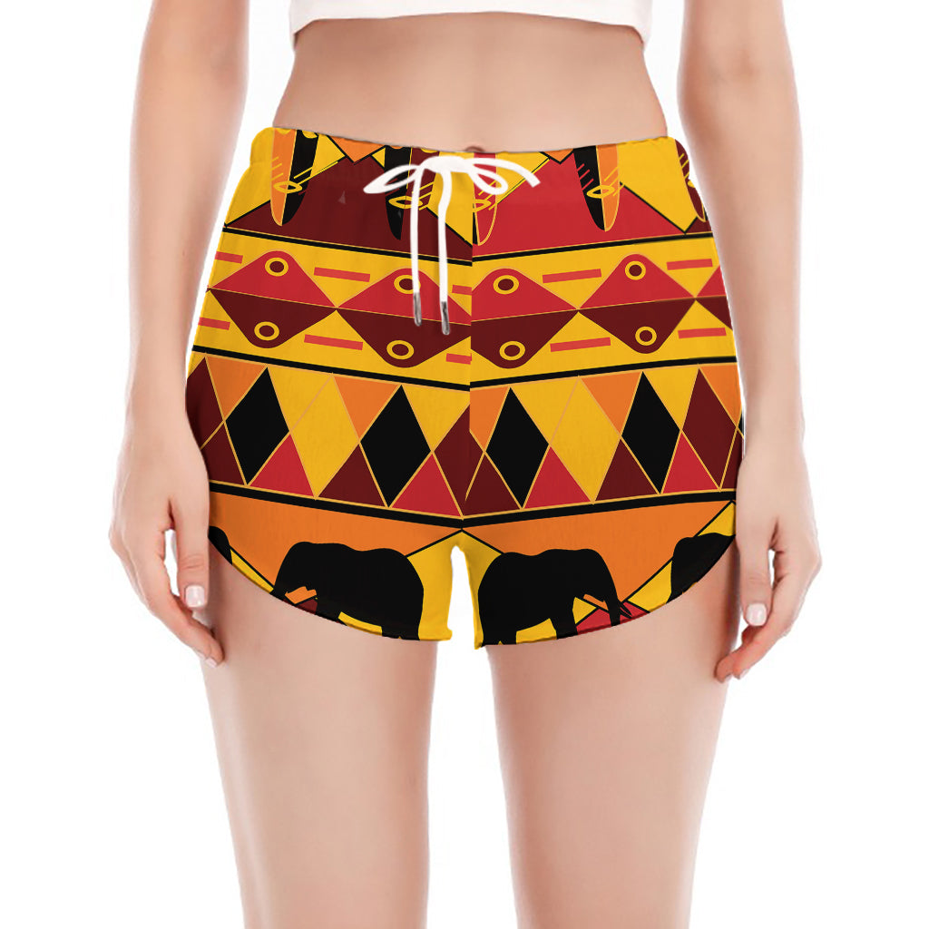 Sunset African Tribal Pattern Print Women's Split Running Shorts