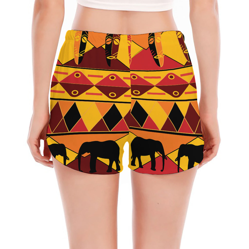 Sunset African Tribal Pattern Print Women's Split Running Shorts