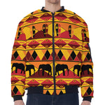 Sunset African Tribal Pattern Print Zip Sleeve Bomber Jacket