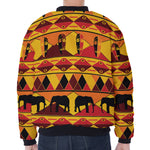 Sunset African Tribal Pattern Print Zip Sleeve Bomber Jacket