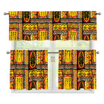 Sunset Ethnic African Tribal Print 3 Piece Kitchen Curtains