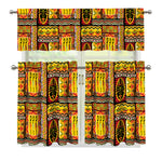 Sunset Ethnic African Tribal Print 3 Piece Kitchen Curtains