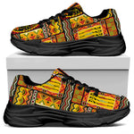 Sunset Ethnic African Tribal Print Black Chunky Shoes