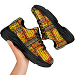 Sunset Ethnic African Tribal Print Black Chunky Shoes