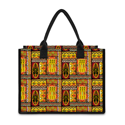 Sunset Ethnic African Tribal Print Canvas Tote Bag