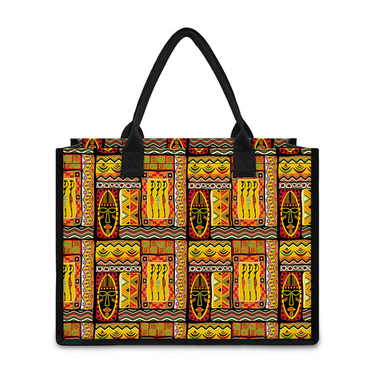Sunset Ethnic African Tribal Print Canvas Tote Bag