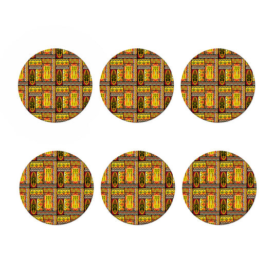 Sunset Ethnic African Tribal Print Coaster Set