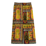 Sunset Ethnic African Tribal Print Cotton Front Slit Maxi Skirt