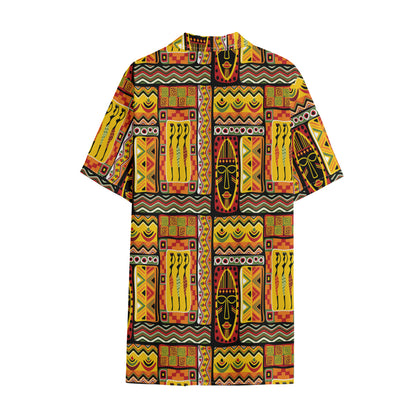 Sunset Ethnic African Tribal Print Cotton Hawaiian Shirt