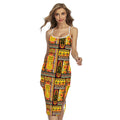 Sunset Ethnic African Tribal Print Cross Back Cami Dress