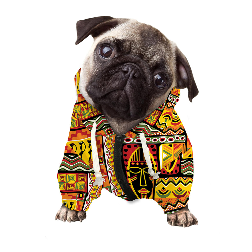Sunset Ethnic African Tribal Print Dog Zip Up Hoodie
