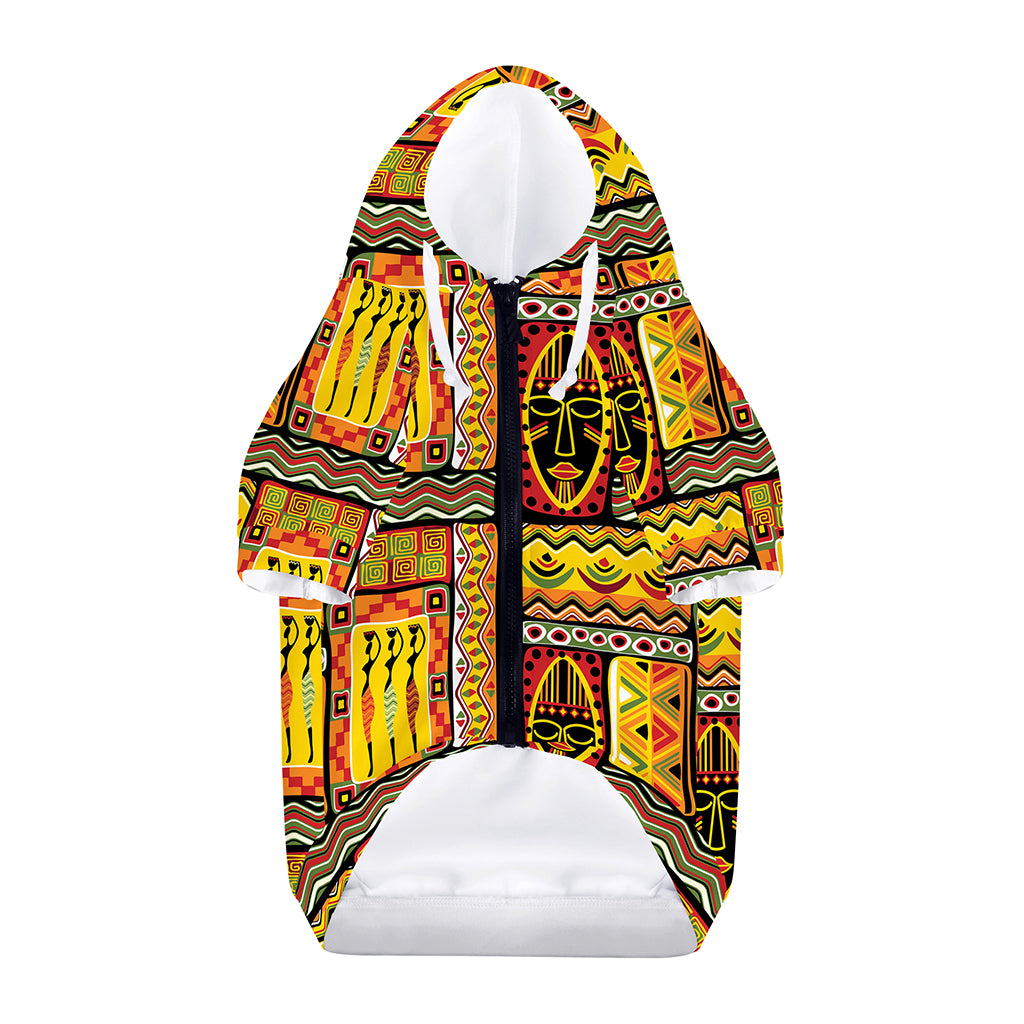 Sunset Ethnic African Tribal Print Dog Zip Up Hoodie