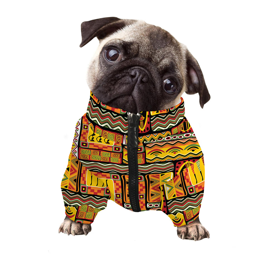 Sunset Ethnic African Tribal Print Dog Zip Up Jacket