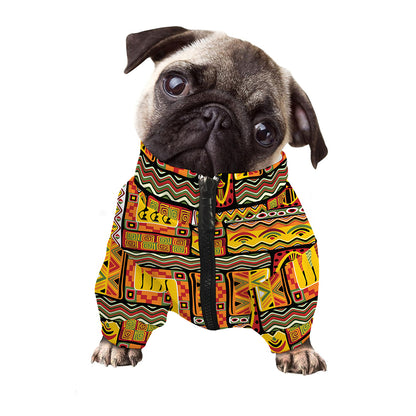 Sunset Ethnic African Tribal Print Dog Zip Up Jacket