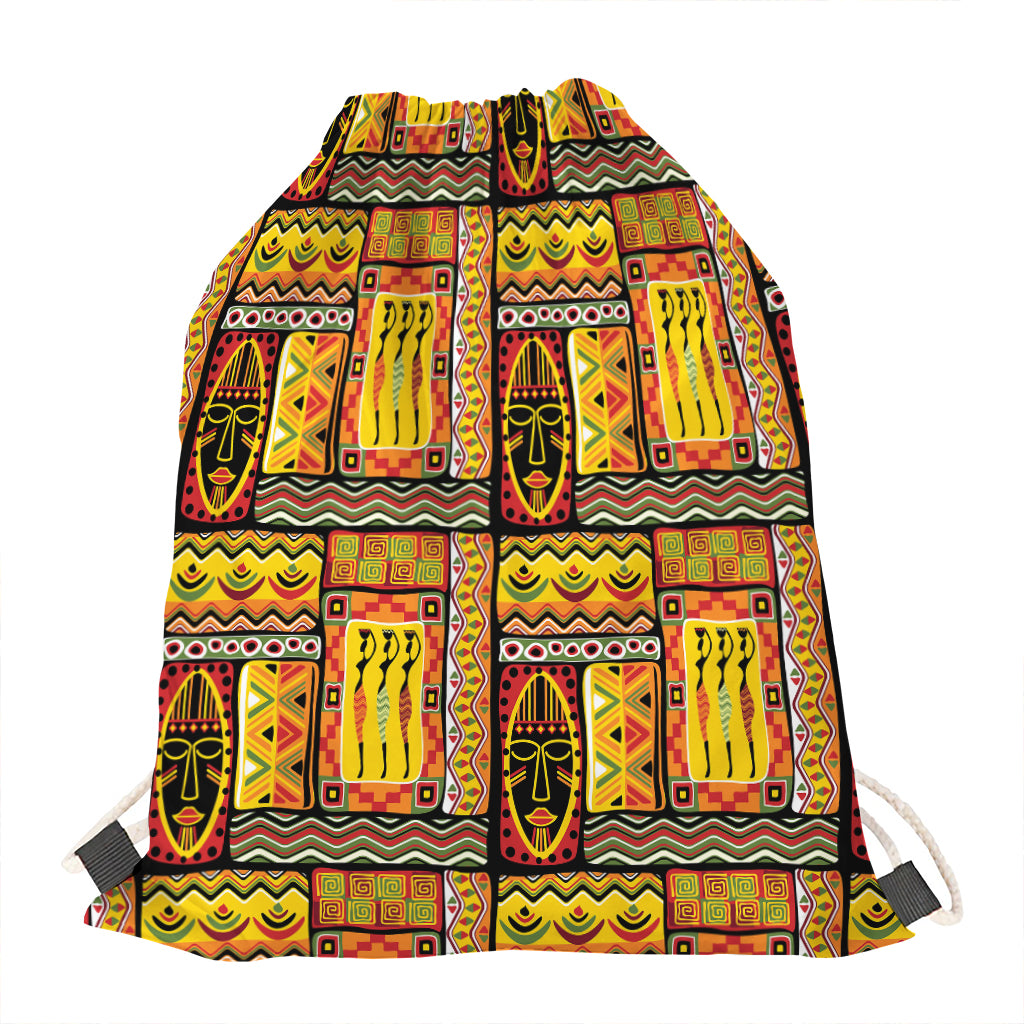 Sunset Ethnic African Tribal Print Drawstring Bag