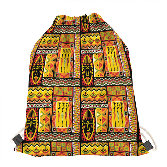 Sunset Ethnic African Tribal Print Drawstring Bag