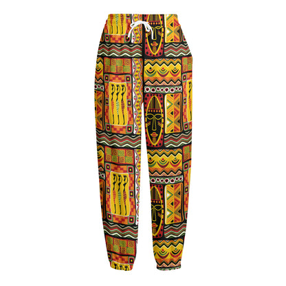 Sunset Ethnic African Tribal Print Fleece Lined Knit Pants