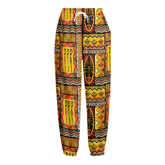 Sunset Ethnic African Tribal Print Fleece Lined Knit Pants
