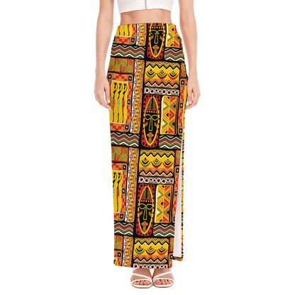 Sunset Ethnic African Tribal Print High Slit Maxi Skirt