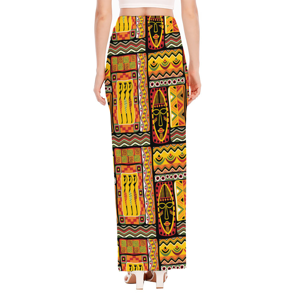 Sunset Ethnic African Tribal Print High Slit Maxi Skirt