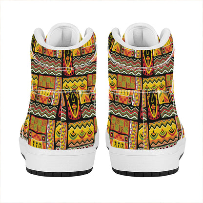 Sunset Ethnic African Tribal Print High Top Leather Sneakers