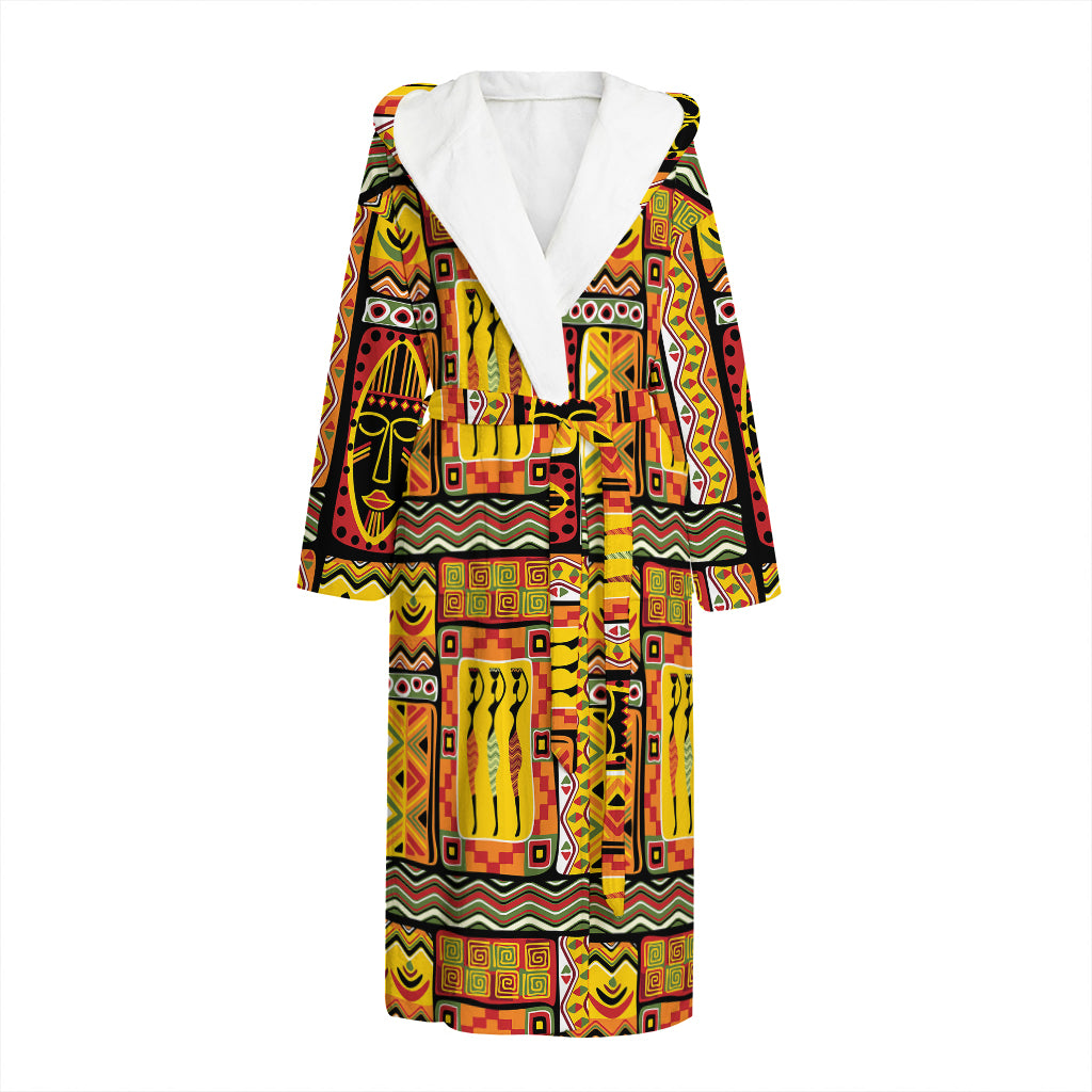 Sunset Ethnic African Tribal Print Hooded Bathrobe