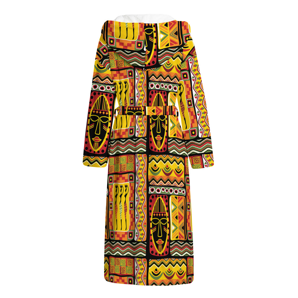 Sunset Ethnic African Tribal Print Hooded Bathrobe