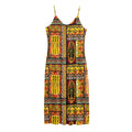 Sunset Ethnic African Tribal Print Jersey Midi Cami Dress