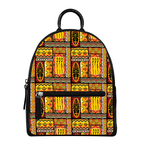 Sunset Ethnic African Tribal Print Leather Backpack