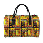 Sunset Ethnic African Tribal Print Leather Duffle Bag
