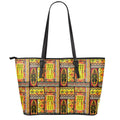 Sunset Ethnic African Tribal Print Leather Tote Bag With Zipper