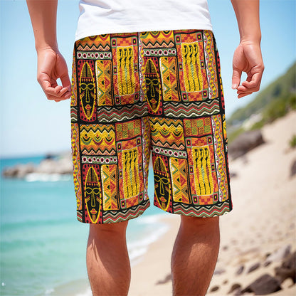 Sunset Ethnic African Tribal Print Men's Cargo Shorts
