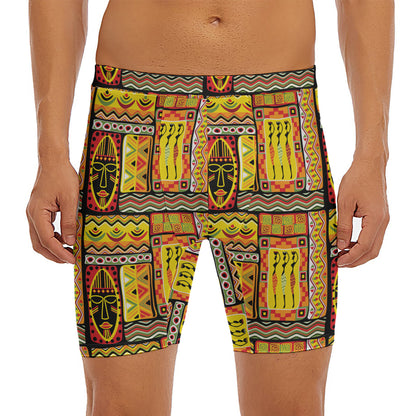 Sunset Ethnic African Tribal Print Men's Long Boxer Briefs