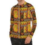 Sunset Ethnic African Tribal Print Men's Long Sleeve Rash Guard