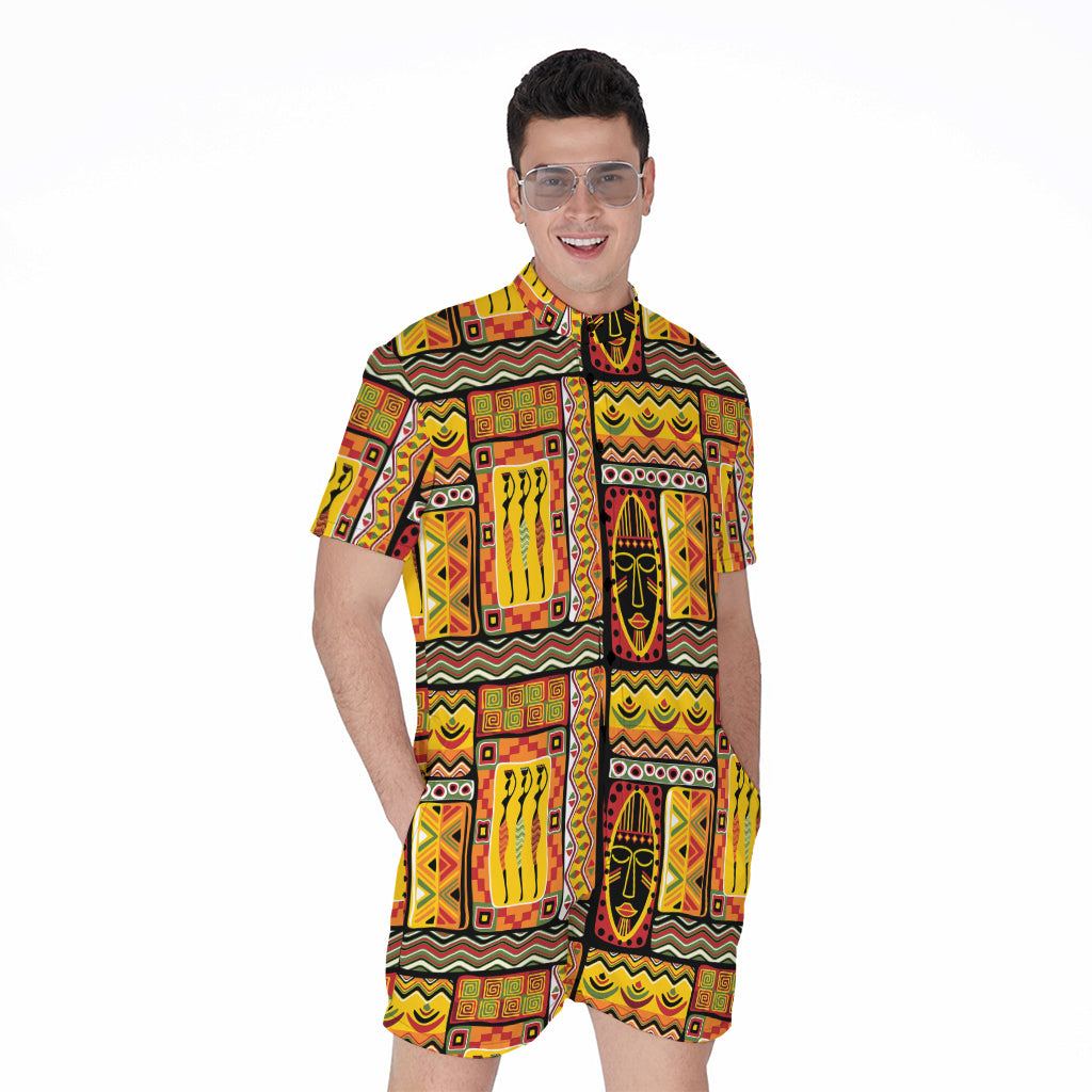 Sunset Ethnic African Tribal Print Men's Rompers
