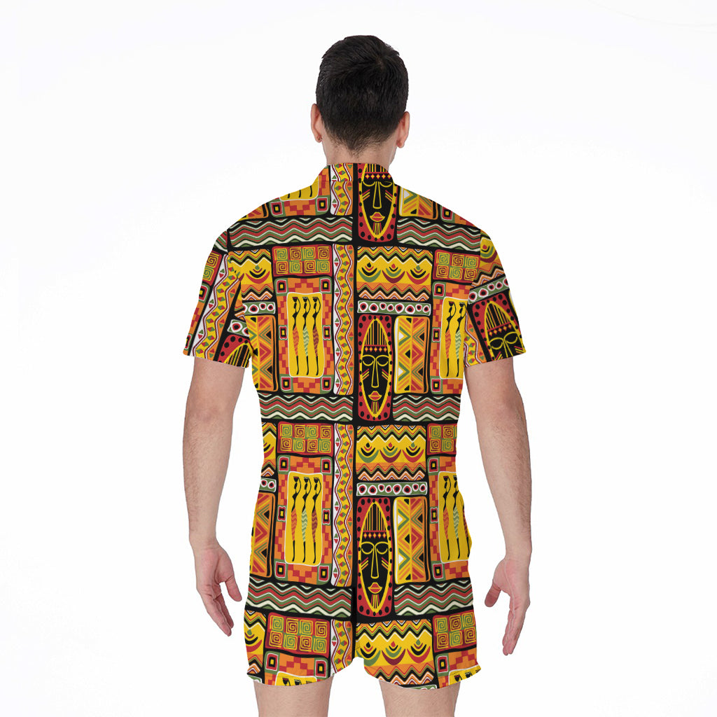 Sunset Ethnic African Tribal Print Men's Rompers
