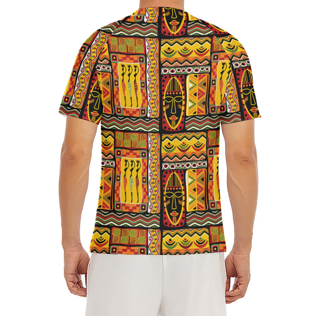 Sunset Ethnic African Tribal Print Men's Short Sleeve Rash Guard