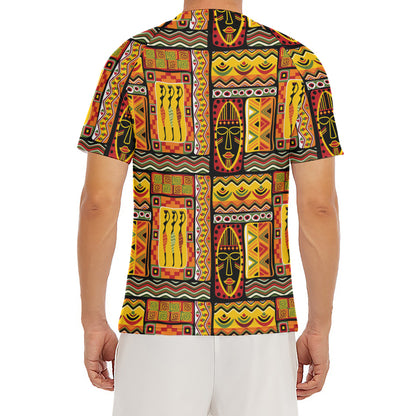 Sunset Ethnic African Tribal Print Men's Short Sleeve Rash Guard