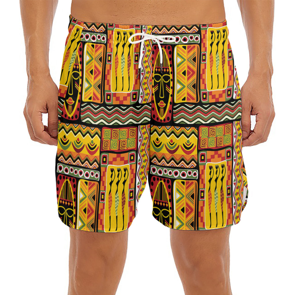 Sunset Ethnic African Tribal Print Men's Split Running Shorts