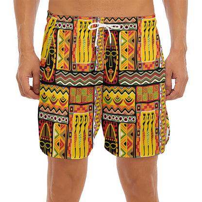 Sunset Ethnic African Tribal Print Men's Split Running Shorts