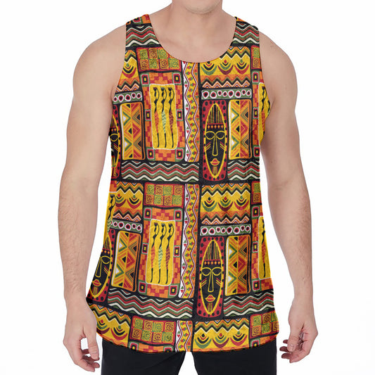 Sunset Ethnic African Tribal Print Men's Velvet Tank Top