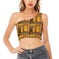 Sunset Ethnic African Tribal Print One Shoulder Crop Top