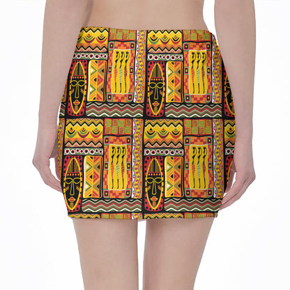 Sunset Ethnic African Tribal Print Pencil Mini Skirt