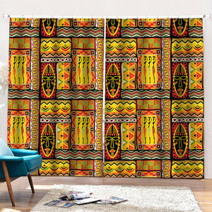 Sunset Ethnic African Tribal Print Pencil Pleat Curtains
