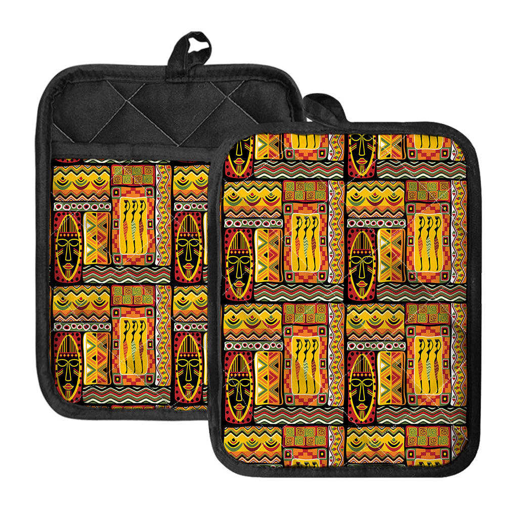 Sunset Ethnic African Tribal Print Pot Holders With Pocket