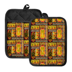 Sunset Ethnic African Tribal Print Pot Holders With Pocket
