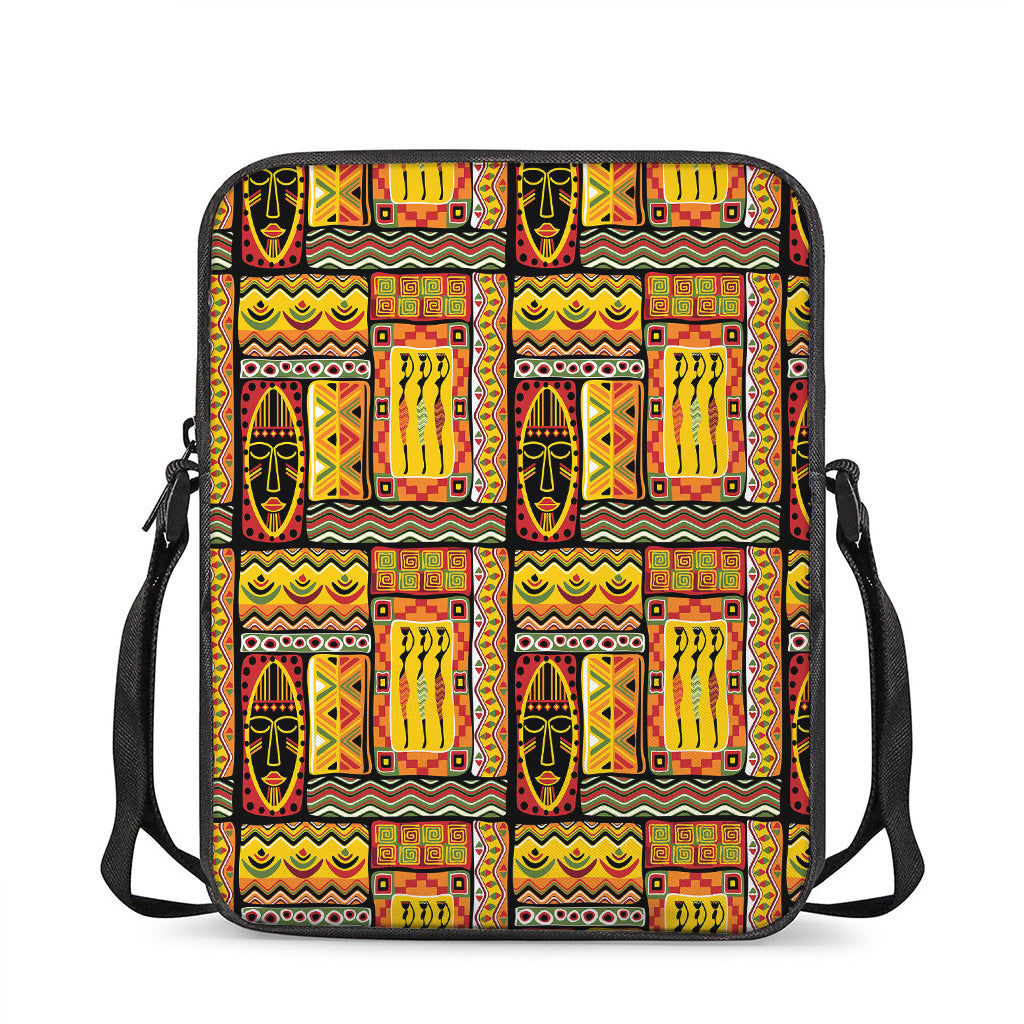 Sunset Ethnic African Tribal Print Rectangular Crossbody Bag